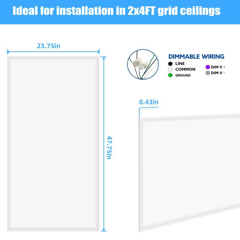 WYZM 2 ft. x 4 ft. 175-Watt Equivalent Integrated LED White Troffer Panel Light 7800Lumen 5000K Office Light(12-Pack)