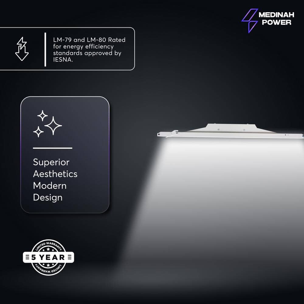 MEDINAH POWER 2 ft. x 4 ft. Integrated LED Watt/CCT Selectable White Troffer Retrofit Kit, 4250-5625 Lumens, 3500/4000/5000K (2-Pack)
