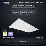 MEDINAH POWER 2 ft. x 4 ft. Integrated LED Watt/CCT Selectable White Troffer Retrofit Kit, 4250-5625 Lumens, 3500/4000/5000K (2-Pack)