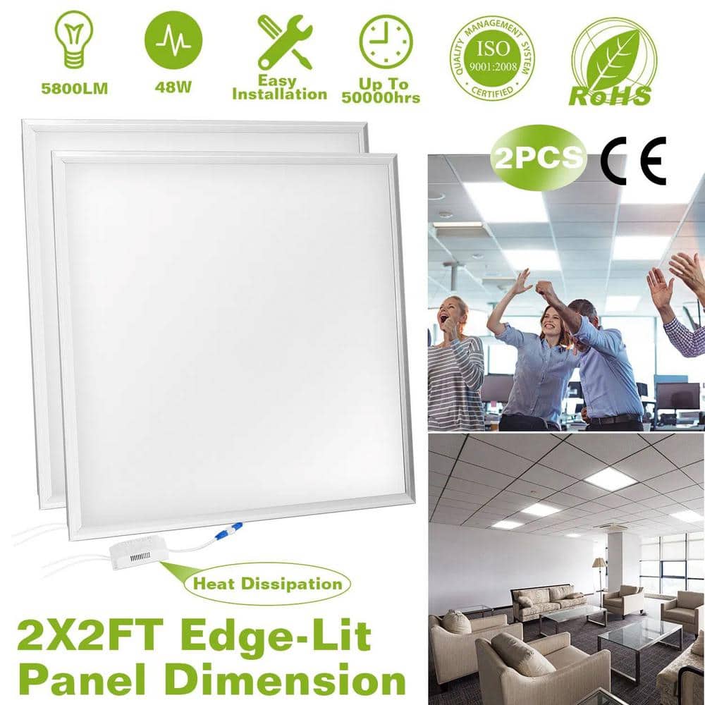 phyfalip 150-Watt Panel Ceiling Light Integrated LED Recessed Edge-Lit with 5800 Lumen in White