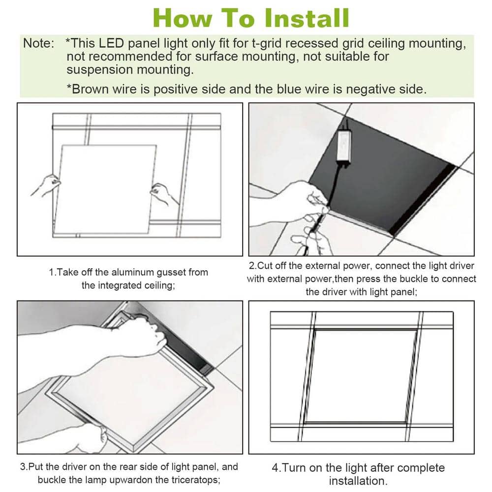 phyfalip 150-Watt Panel Ceiling Light Integrated LED Recessed Edge-Lit with 5800 Lumen in White