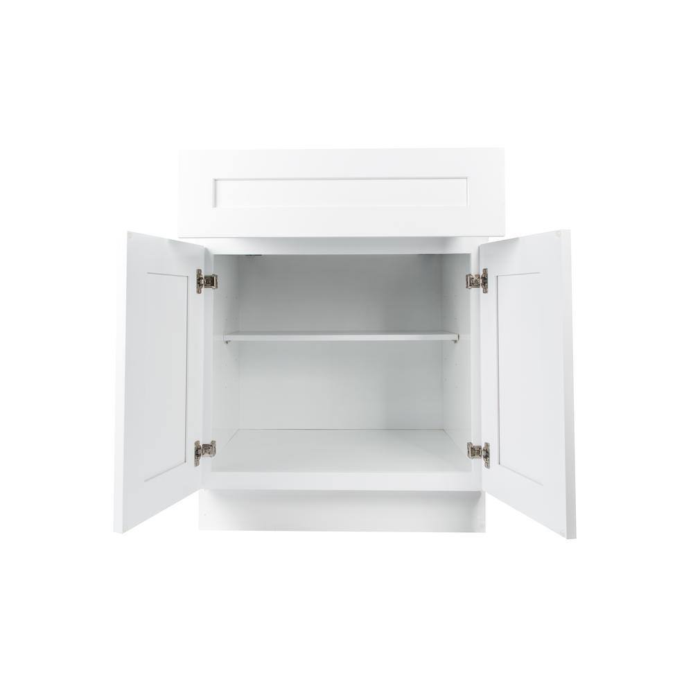 Plywell Ready to Assemble 27x34.5x24 in. Shaker Base Cabinet with 2-Door and 1 Drawer in White