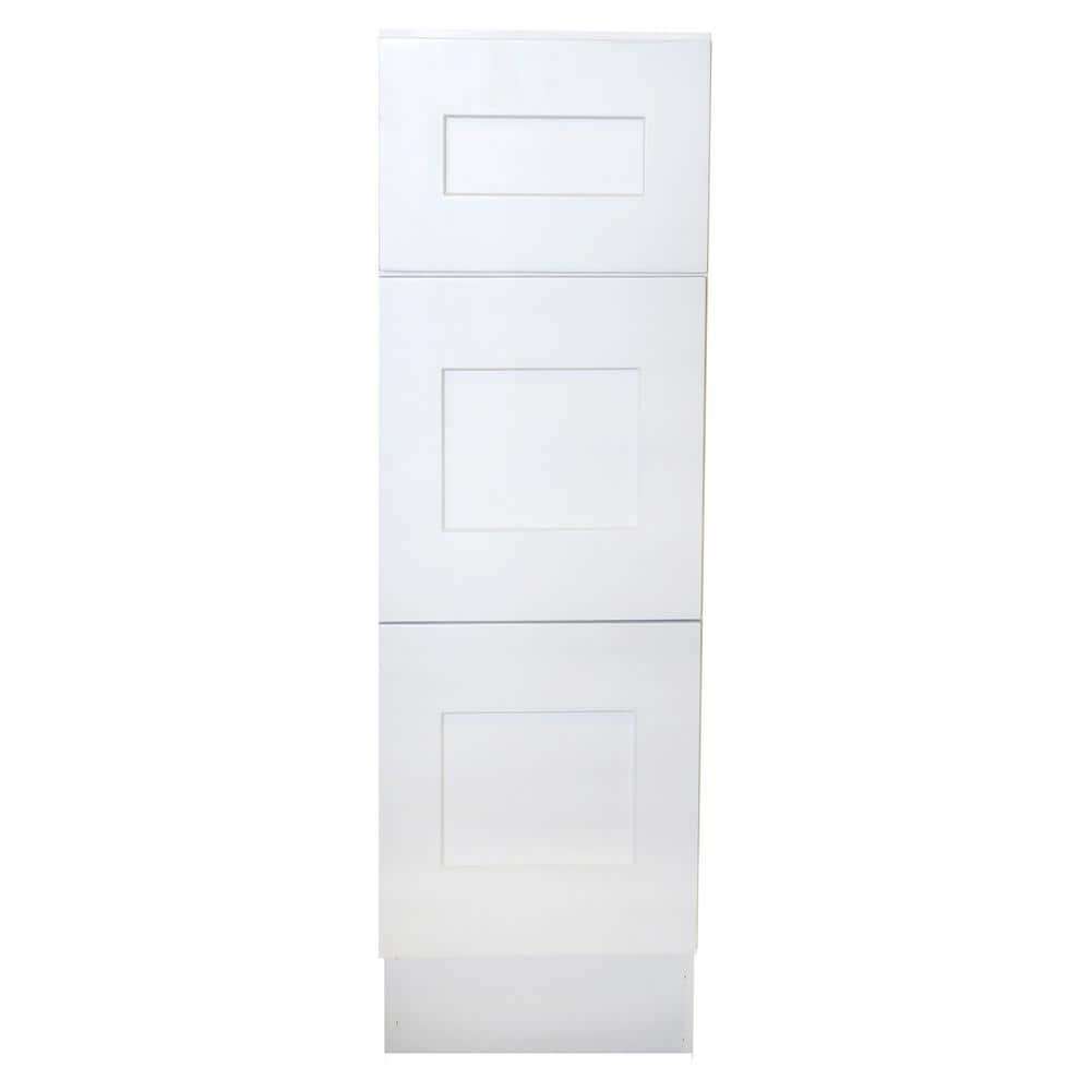 Plywell Ready to Assemble 12x34.5x24 in. Shaker Base with 1 Standard Drawer with 2 Deep Drawers in White