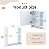Polibi 21.6 in. W x 22 in. H White Rectangular Wall Mounted Medicine Cabinet with Mirror, Shelves and Towel Rack