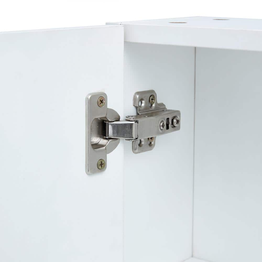 Polibi 21.6 in. W x 22 in. H White Rectangular Wall Mounted Medicine Cabinet with Mirror, Shelves and Towel Rack