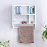 Polibi 21.6 in. W x 22 in. H White Rectangular Wall Mounted Medicine Cabinet with Mirror, Shelves and Towel Rack