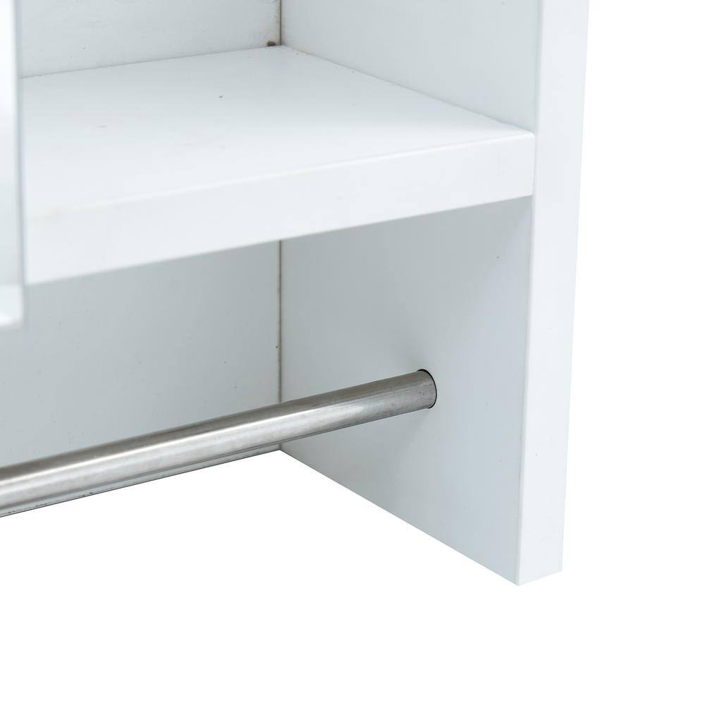 Polibi 21.6 in. W x 22 in. H White Rectangular Wall Mounted Medicine Cabinet with Mirror, Shelves and Towel Rack