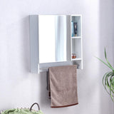 Polibi 21.6 in. W x 22 in. H White Rectangular Wall Mounted Medicine Cabinet with Mirror, Shelves and Towel Rack