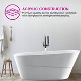 Vanity Art Nanterre 67 in. Acrylic Flatbottom Freestanding Bathtub in White