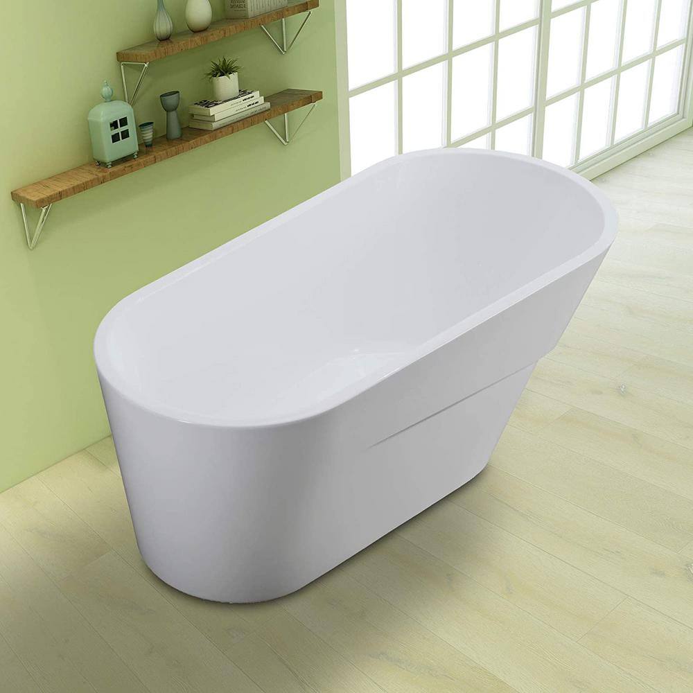 Vanity Art Nanterre 67 in. Acrylic Flatbottom Freestanding Bathtub in White