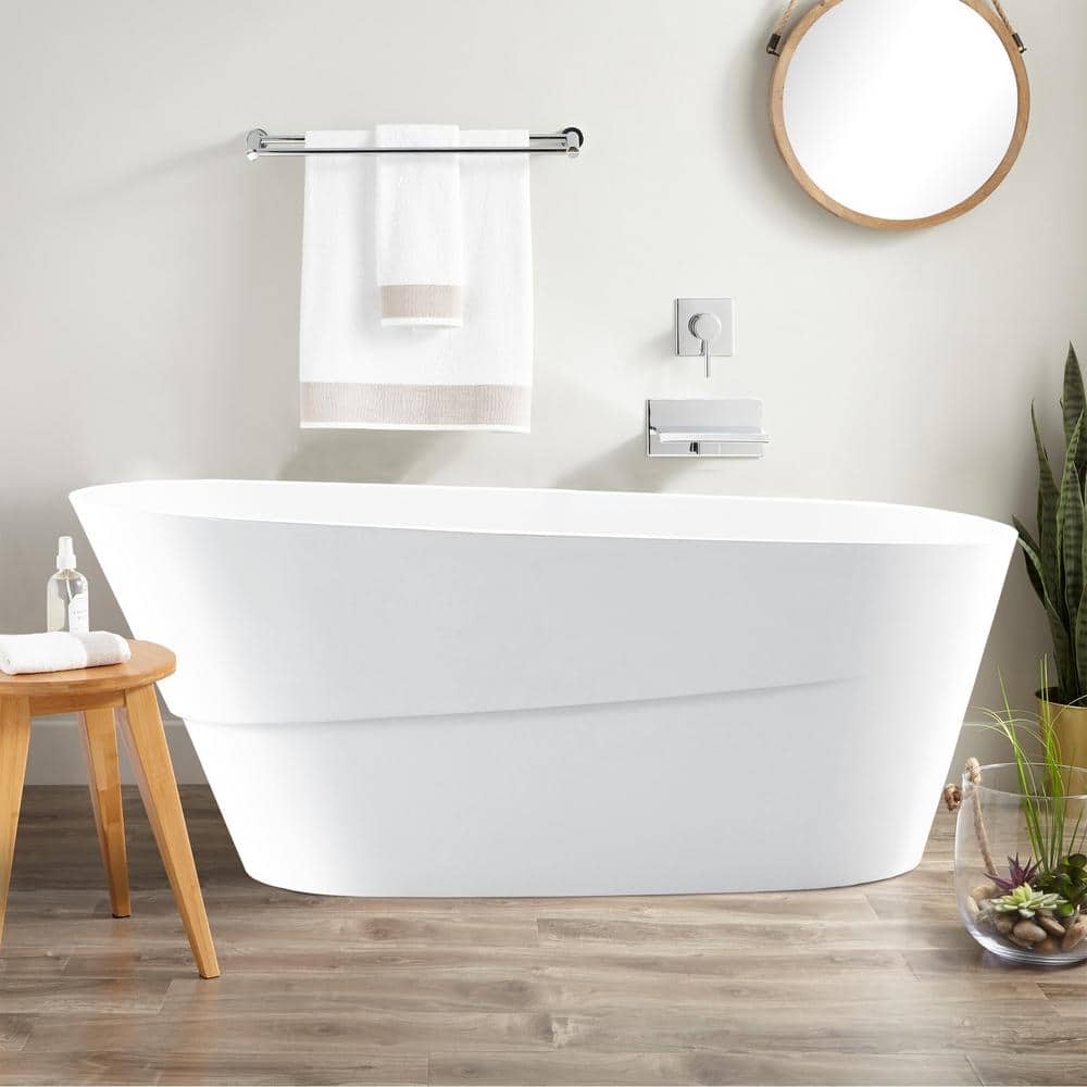 Vanity Art Nanterre 67 in. Acrylic Flatbottom Freestanding Bathtub in White