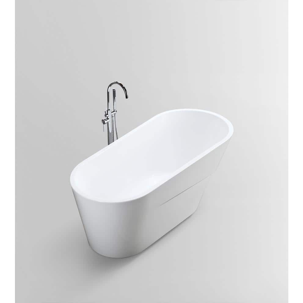 Vanity Art Nanterre 67 in. Acrylic Flatbottom Freestanding Bathtub in White