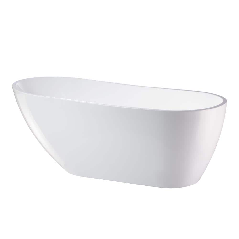 WOODBRIDGE Colombes 67 in. Acrylic Rectange Flat Bottom Bathtub with Chrome Overflow and Drain Included in White