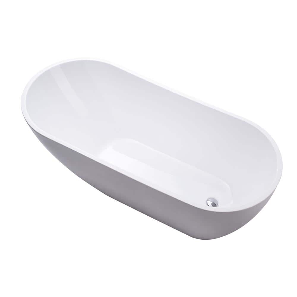 WOODBRIDGE Colombes 67 in. Acrylic Rectange Flat Bottom Bathtub with Chrome Overflow and Drain Included in White