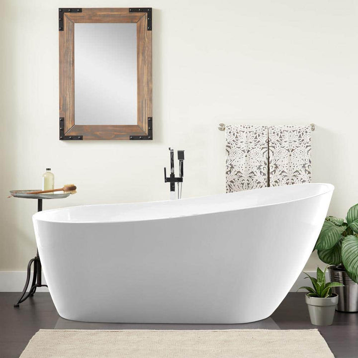 WOODBRIDGE Colombes 67 in. Acrylic Rectange Flat Bottom Bathtub with Chrome Overflow and Drain Included in White