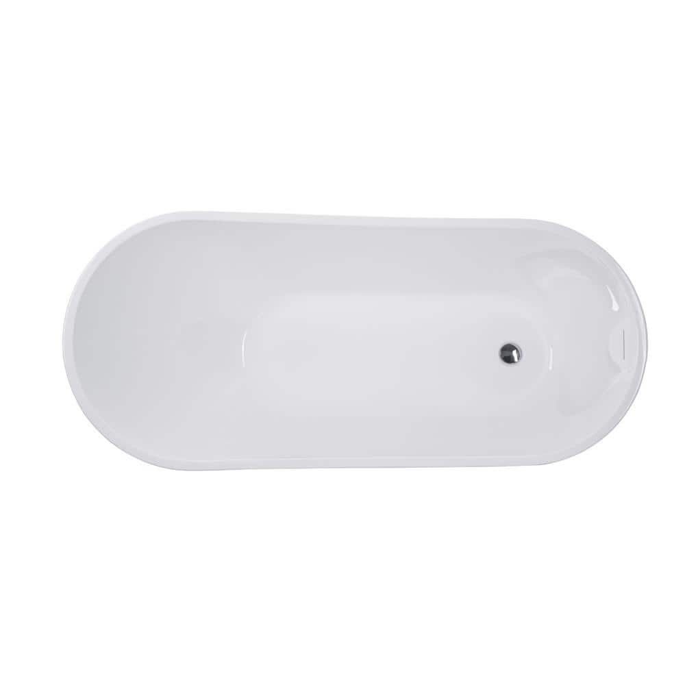 WOODBRIDGE Colombes 67 in. Acrylic Rectange Flat Bottom Bathtub with Chrome Overflow and Drain Included in White
