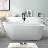 WOODBRIDGE Colombes 67 in. Acrylic Rectange Flat Bottom Bathtub with Chrome Overflow and Drain Included in White