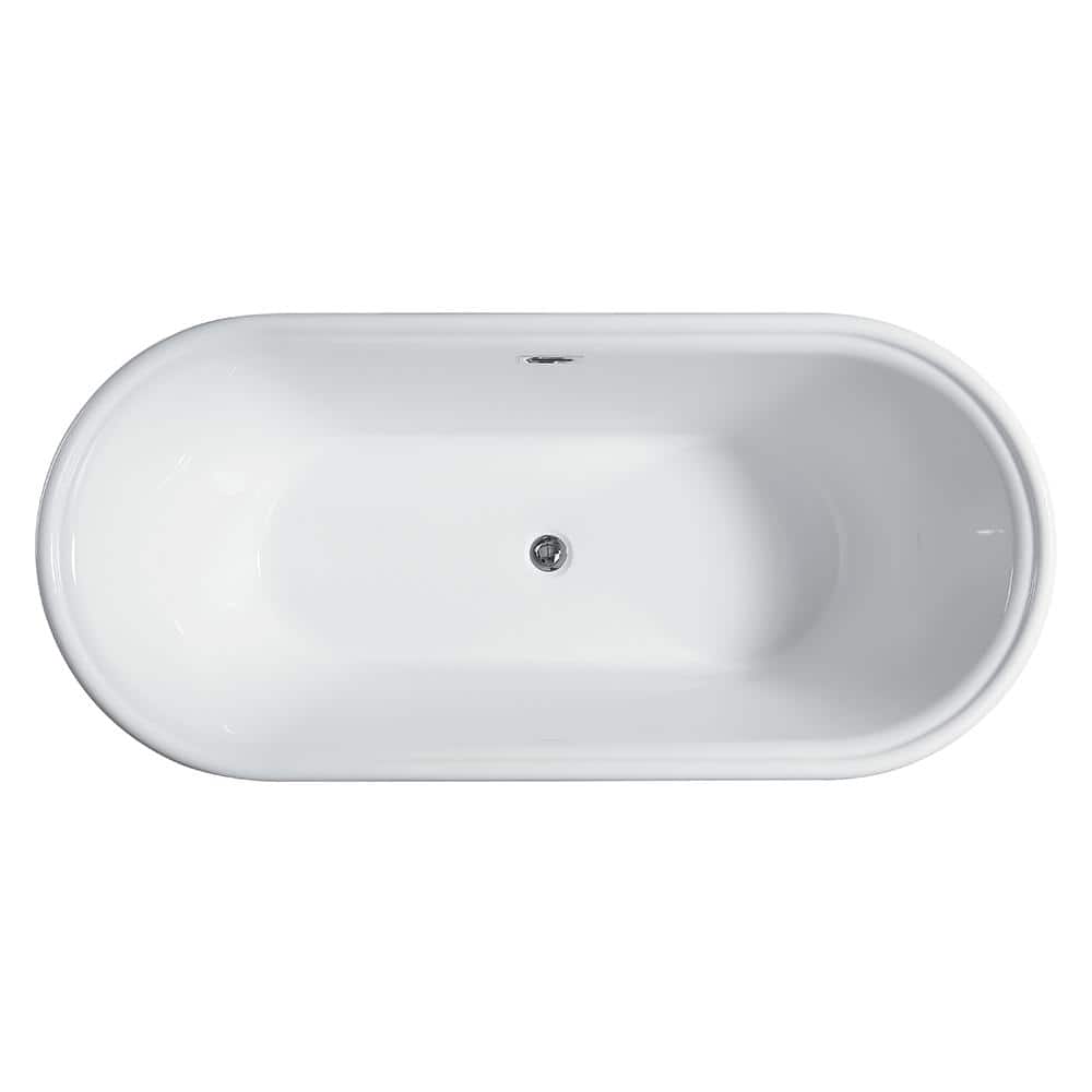 Vanity Art Versailles 67 in. Acrylic Flatbottom Freestanding Bathtub in White/Polished Chrome
