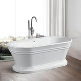 Vanity Art Versailles 67 in. Acrylic Flatbottom Freestanding Bathtub in White/Polished Chrome