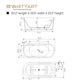 Vanity Art Antony 63 in. Acrylic Flatbottom Freestanding Bathtub in White