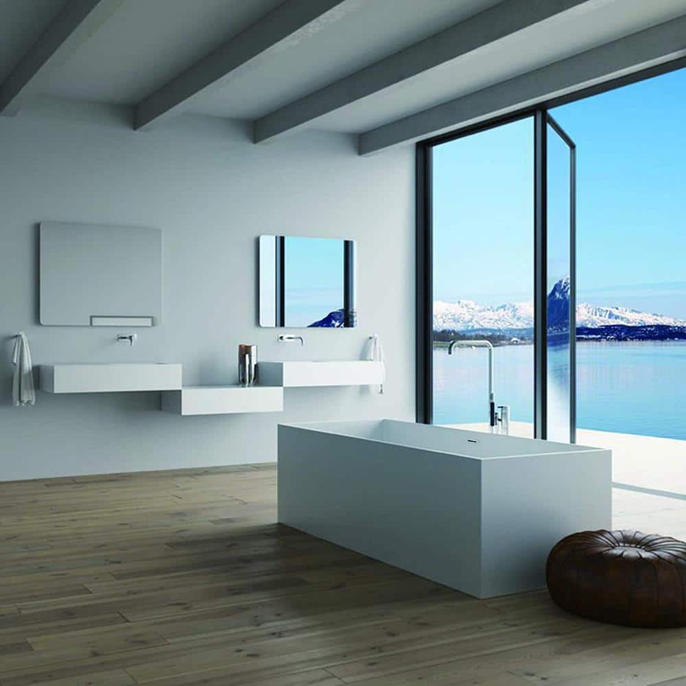 Vanity Art Talence 67 in. Acrylic Flatbottom Freestanding Bathtub in White/Polished Chrome