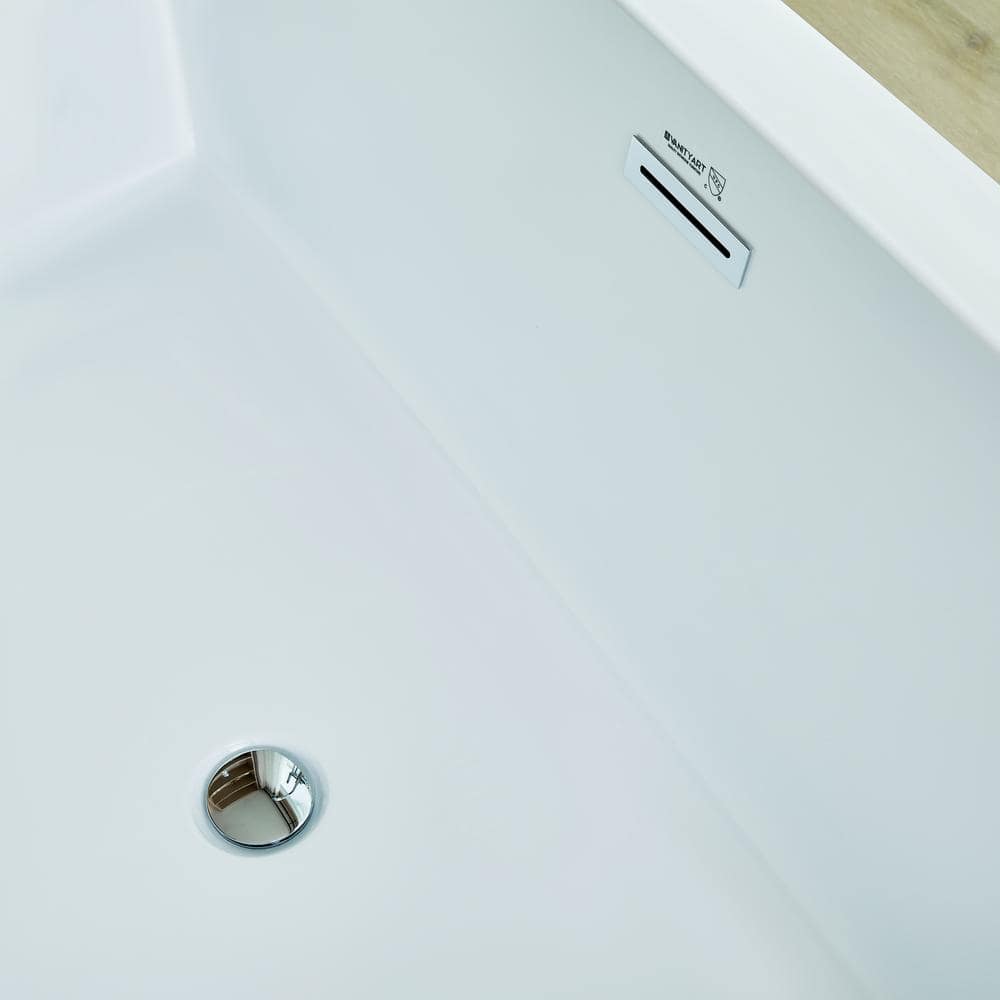 Vanity Art Strasbourg 59 in. Acrylic Flatbottom Freestanding Bathtub in White