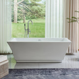 Vanity Art Strasbourg 59 in. Acrylic Flatbottom Freestanding Bathtub in White
