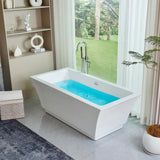 Vanity Art Strasbourg 59 in. Acrylic Flatbottom Freestanding Bathtub in White