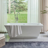 Vanity Art Strasbourg 59 in. Acrylic Flatbottom Freestanding Bathtub in White