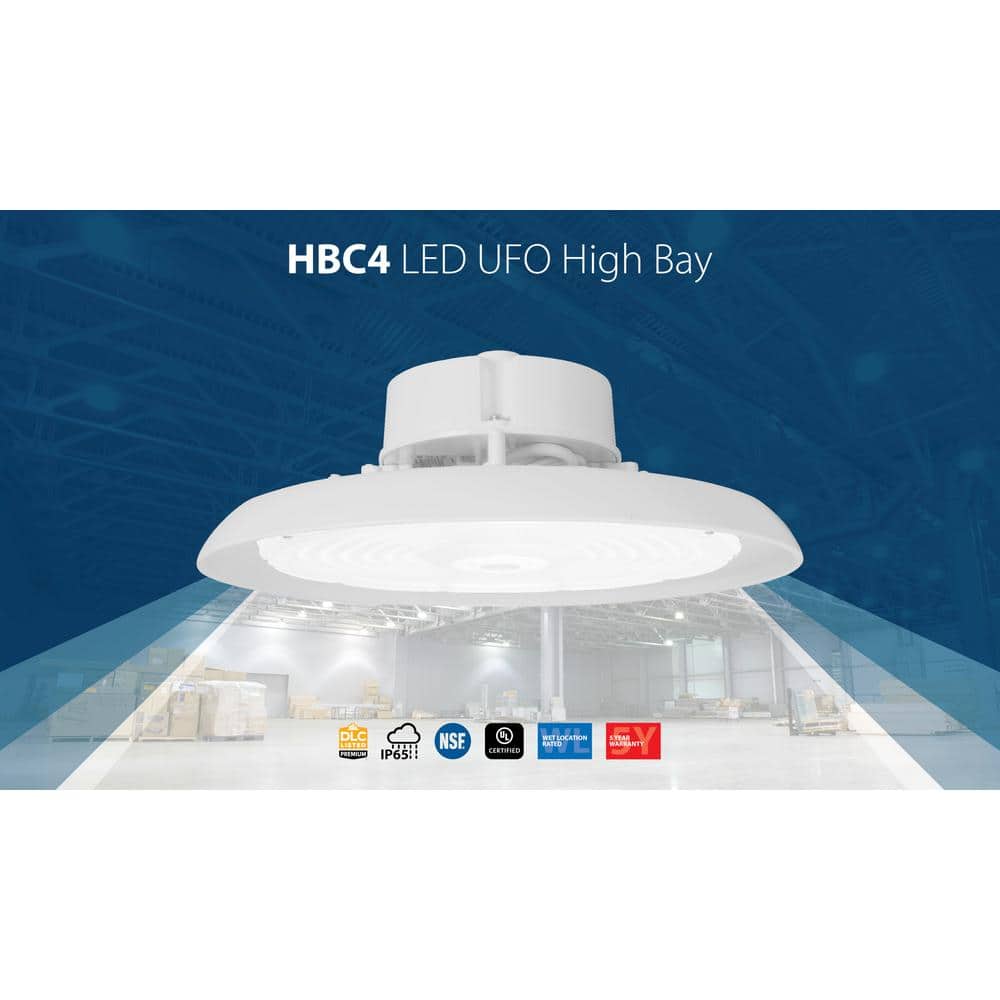 NICOR HBC4 14.2 in. 1000-Watt Equivalent Integrated LED White High Bay Light 5000K