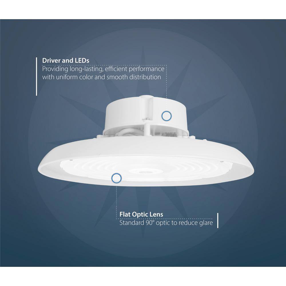 NICOR HBC4 14.2 in. 1000-Watt Equivalent Integrated LED White High Bay Light 5000K