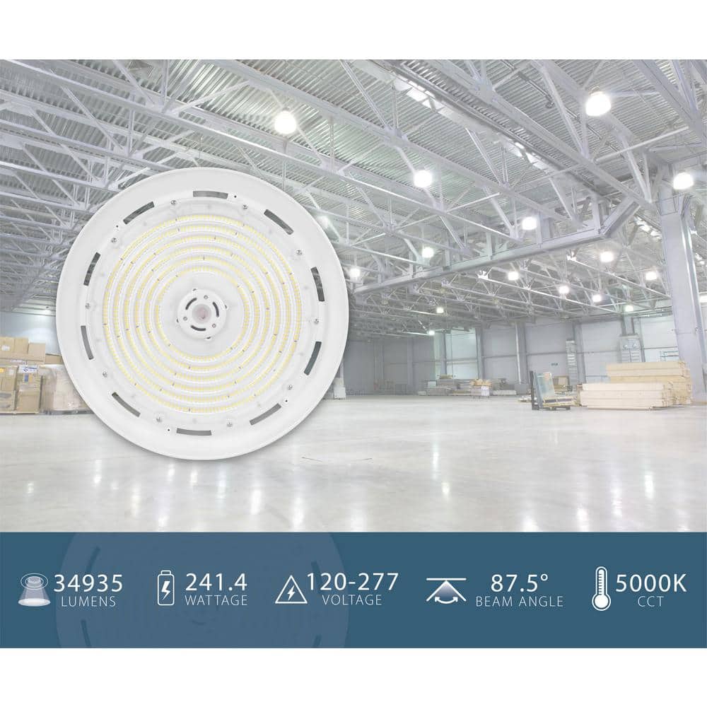 NICOR HBC4 14.2 in. 1000-Watt Equivalent Integrated LED White High Bay Light 5000K