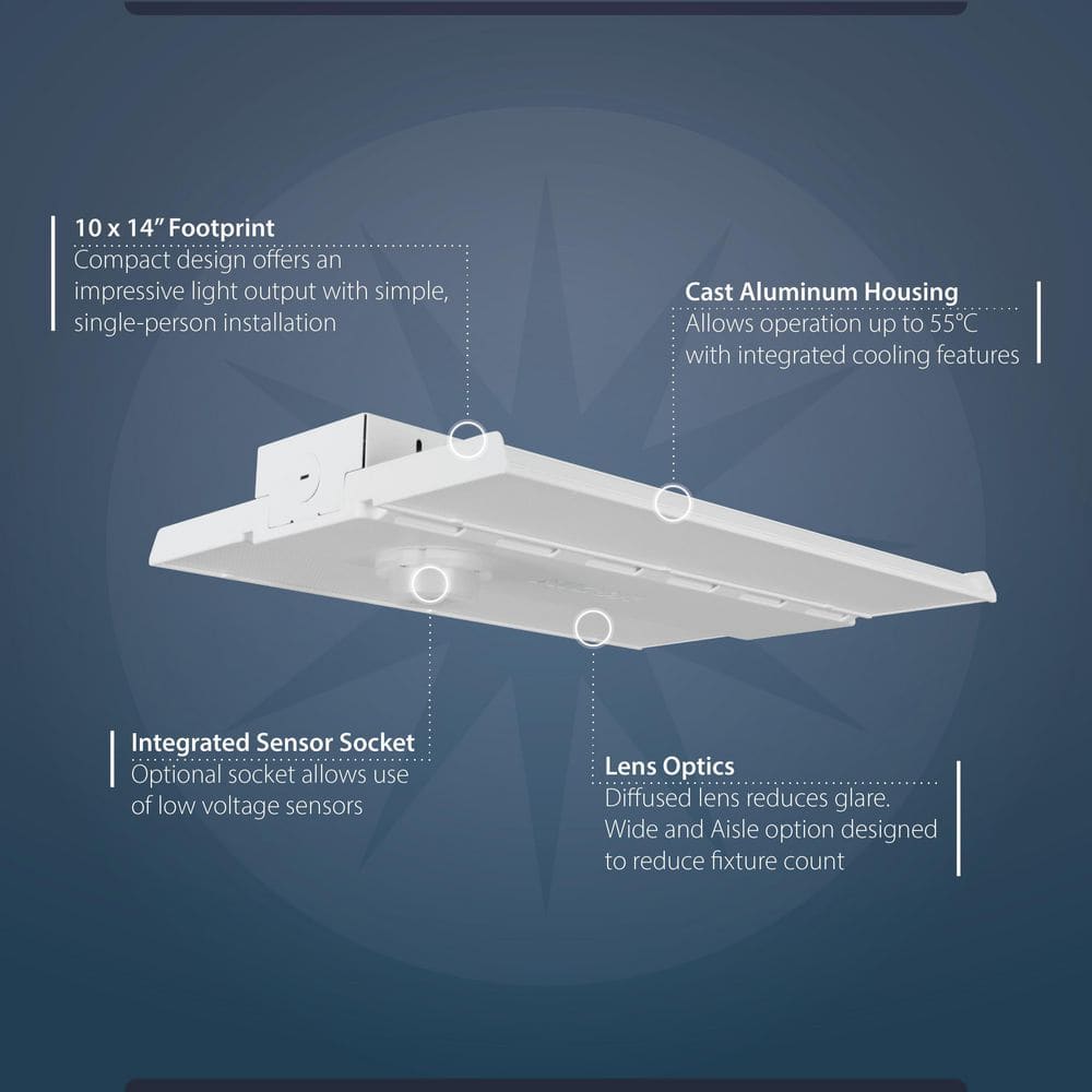 NICOR HML1 1 ft. 700-Watt Equivalent Integrated LED White Slim High Bay Light with Sensor Socket 5000K