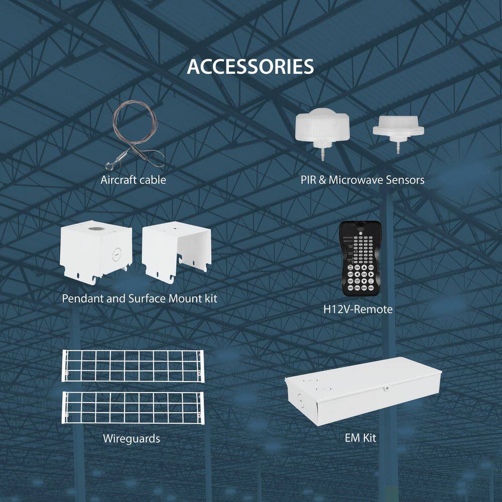 NICOR HML1 1 ft. 700-Watt Equivalent Integrated LED White Slim High Bay Light with Sensor Socket 5000K