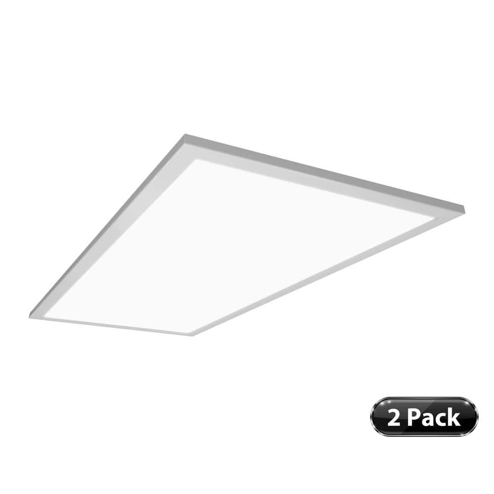 NICOR TGL1 2 ft. x 4 ft. 300-Watt Equivalent Integrated LED White Troffer, 3500K, 2-Pack
