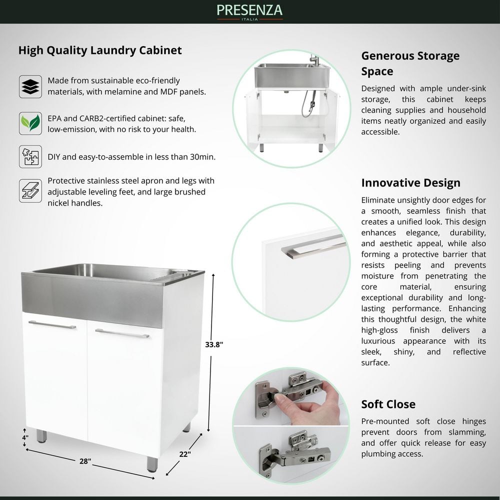 Presenza All-in-One Stainless Steel Drop-In Sink and Cabinet with Faucet