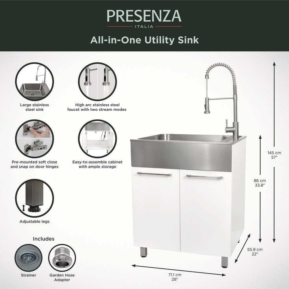 Presenza All-in-One Stainless Steel Drop-In Sink and Cabinet with Faucet