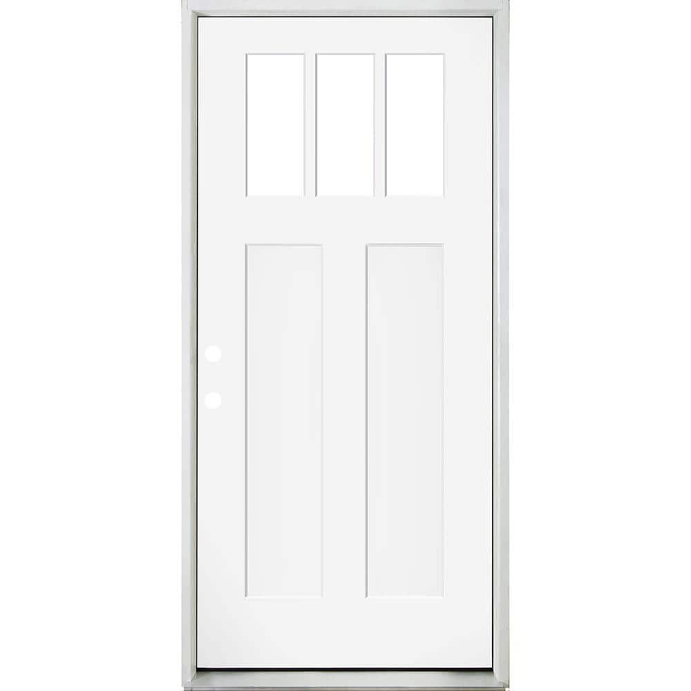 Steves & Sons Legacy Series Fiberglass Front Door, Black, Single Inswing, Bronze Hinges, 37-1/2 in. x 81-1/2 in.