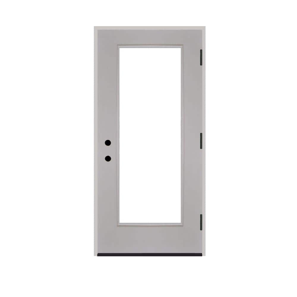 Steves & Sons 32 in. x 80 in. Legacy Full Lite Clear Glass Left-Hand Outswing White Primed Fiberglass Prehung Front Door