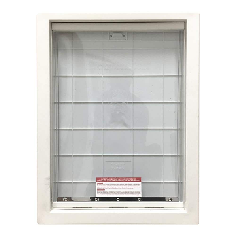 Steves & Sons 36 in. x 80 in. Reliant Series White Primed LHOS 9 Lite Fiberglass Prehung Back Door with Extra Large Pet Door