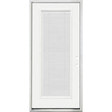 Steves & Sons 36 in. x 80 in. Reliant Clear Full Lite LHIS White Micro-Blind White Primed Fiberglass Prehung Front Door with Nickel Hinges