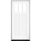 Steves & Sons 36 in. x 80 in. Legacy 3 Lite Toplite Clear Glass Right-Hand Inswing White Primed Fiberglass Prehung Front Door