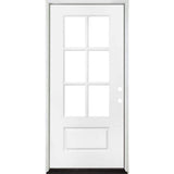 Steves & Sons 36 in. x 80 in. Legacy 6 Lite 3/4 Lite Clear Glass Left-Hand Inswing White Primed Fiberglass Prehung Front Door