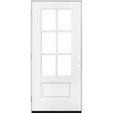 Steves & Sons 36 in. x 80 in. Legacy 6 Lite 3/4 Lite Clear Glass Right-Hand Outswing White Primed Fiberglass Prehung Front Door