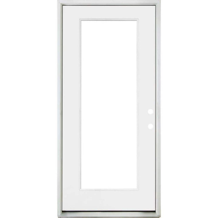 Steves & Sons 32 in. x 80 in. Legacy Full Lite Clear Glass Left-Hand Inswing White Primed Fiberglass Prehung Front Door
