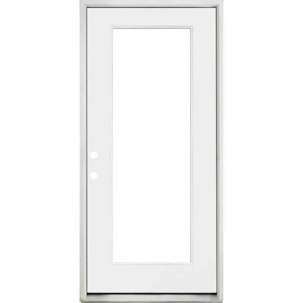 Steves & Sons 32 in. x 80 in. Legacy Full Lite Clear Glass Right-Hand Inswing White Primed Fiberglass Prehung Front Door