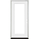 Steves & Sons 32 in. x 80 in. Legacy Full Lite Clear Glass Right-Hand Inswing White Primed Fiberglass Prehung Front Door