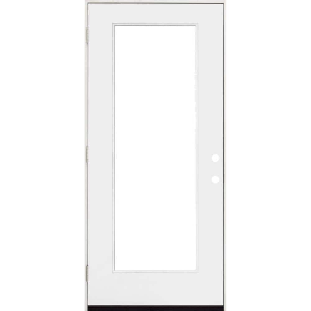 Steves & Sons 32 in. x 80 in. Legacy Full Lite Clear Glass Right-Hand Outswing White Primed Fiberglass Prehung Front Door