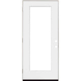 Steves & Sons 32 in. x 80 in. Legacy Full Lite Clear Glass Right-Hand Outswing White Primed Fiberglass Prehung Front Door