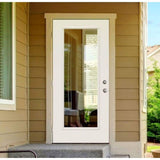 Steves & Sons 32 in. x 80 in. Legacy Full Lite Clear Glass Right-Hand Outswing White Primed Fiberglass Prehung Front Door
